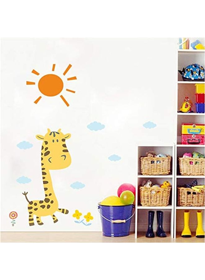 Giraffe With Sun Themed Wall Sticker Set Multicolour