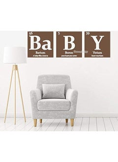 3-Piece Baby Periodic Table Elements Themed Wall Sticker Set Brown/White