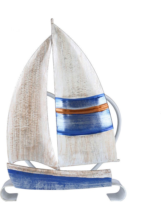 TOOARTS Sailing Boat Iron Wall Hook Light Blue/White 19x6x13.5cm - Image 1