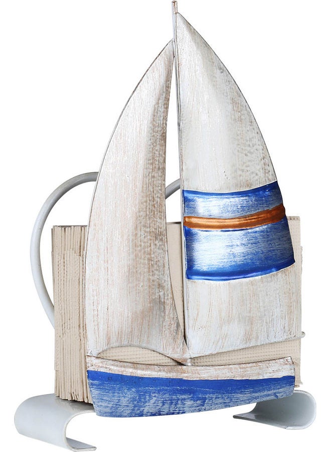 TOOARTS Sailing Boat Iron Wall Hook Light Blue/White 19x6x13.5cm - Image 4