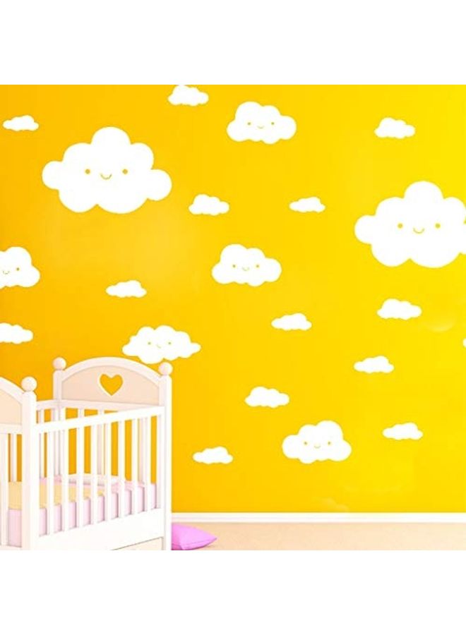 Cartoon Smiling Face Clouds Themed Self-Adhesive Sticker White