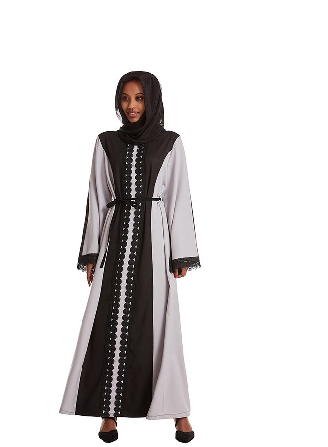 Hanyimidoo - Polyester Round Neck Lace Muslim Women's Long Gown Multicolour - Image 1