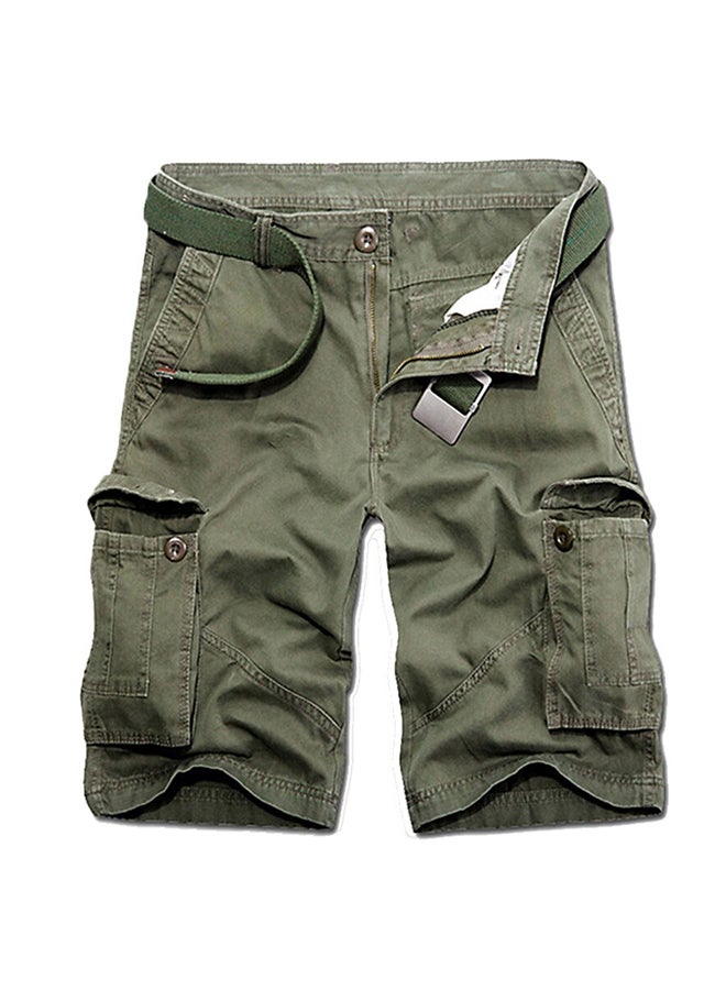 Solid Color Mid Waist Pant Dark Green 
