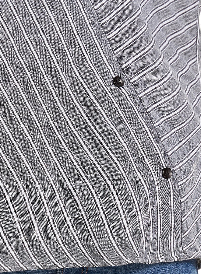 Hanyimidoo - Women's Stripe Shirt Grey - Image 1