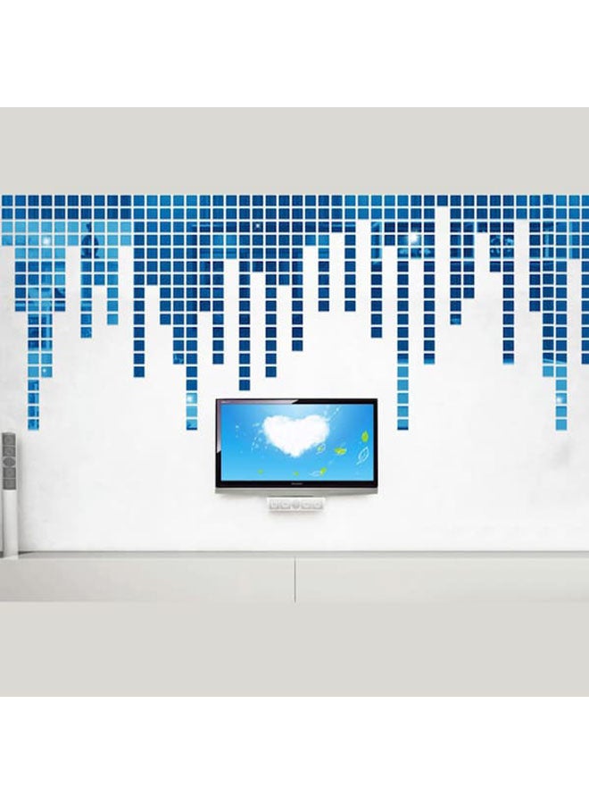 100-Piece Mosaic Combination Mirror Three Dimensional Wall Stickers Blue 