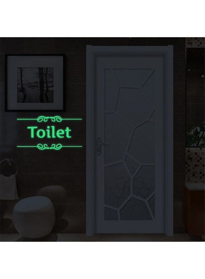 Toilet And Footprint Shape Fluorescent Letter Wall Sticker Blue  - Image 2