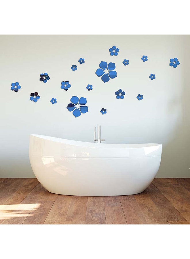 Crystal Flower Petals Acrylic Mirror Wall Stickers Blue 