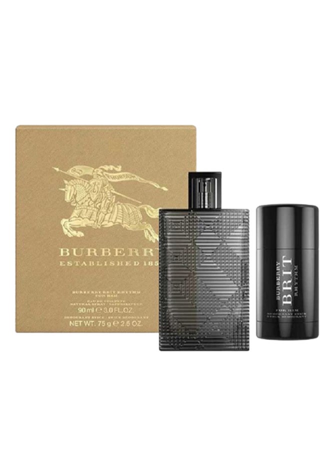 BURBERRY Brit Rhythm Gift Set (EDT 90 ml, Deo Stick 75 ml) 