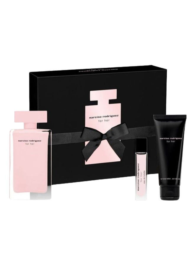 نارسيسو رودريغز مجموعة هدايا فور هير مكونة من 3 قطع EDP Spray 100ml, Perfumed Body Lotion 75ml and EDP Purse Spray 10ml