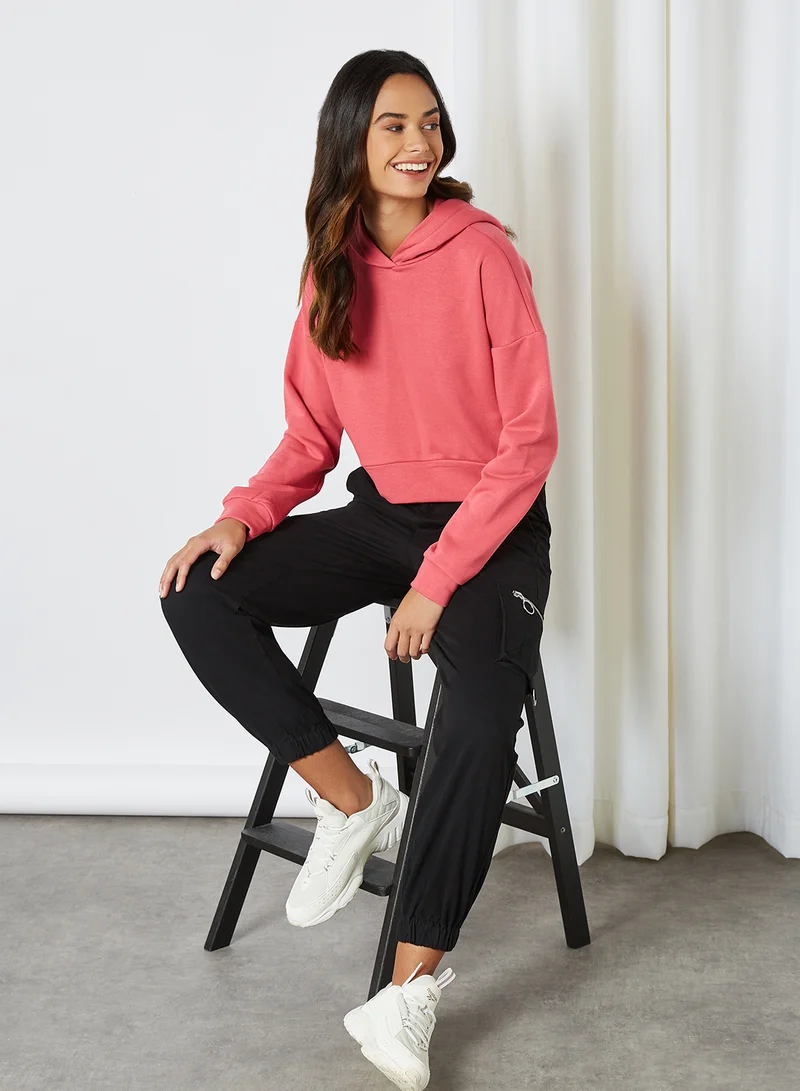 NOISY MAY Cropped Hoodie Carmine