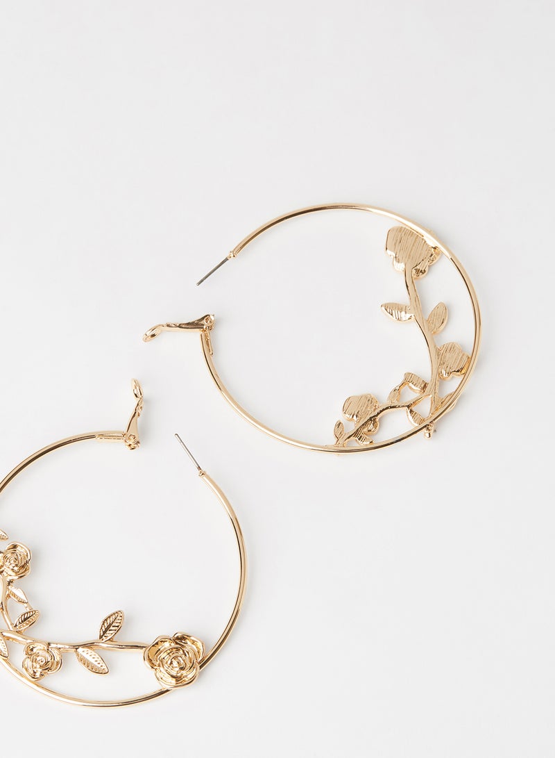 فور ايفر 21 أقراط حلقية بتصميم زهور - Image 2