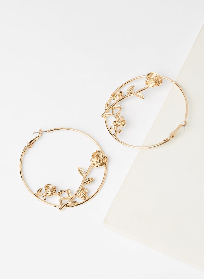 فور ايفر 21 أقراط حلقية بتصميم زهور - Image 3