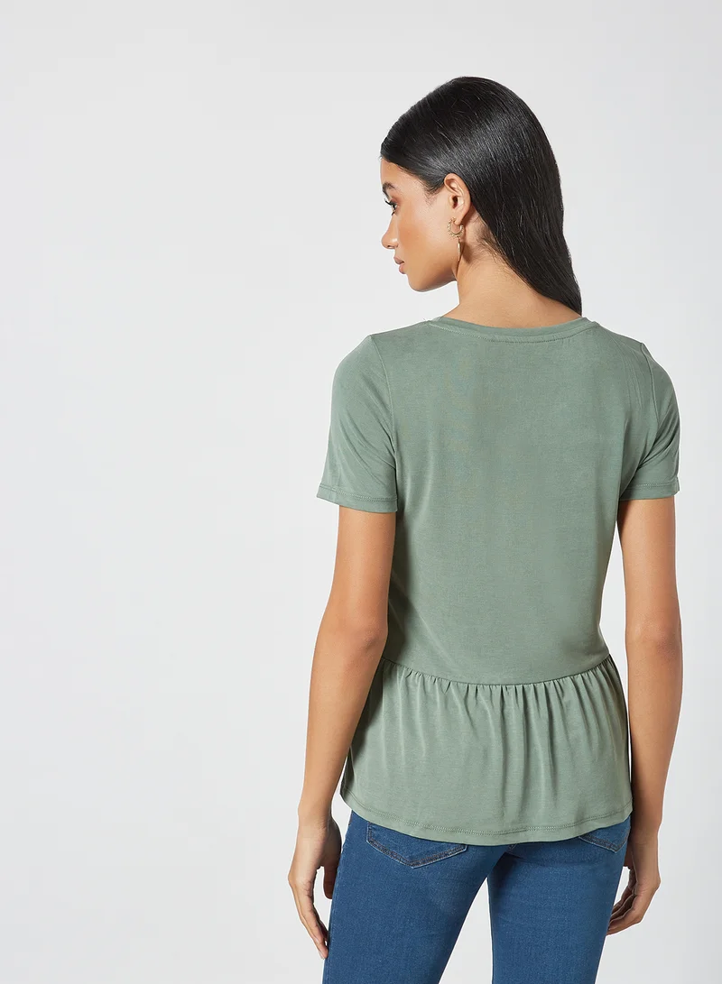 VERO MODA Gathered Waist Top Laurel Wreath