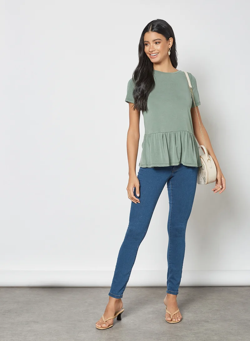 VERO MODA Gathered Waist Top Laurel Wreath