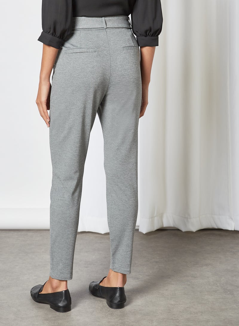 VERO MODA Belted High Waist Pants Medium Grey Melange  - Image 2