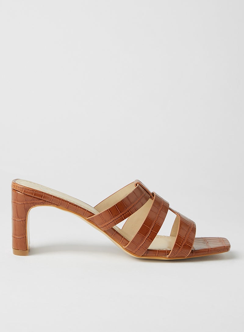 Jove Medium Block Heeled Sandals Brown - Image 1