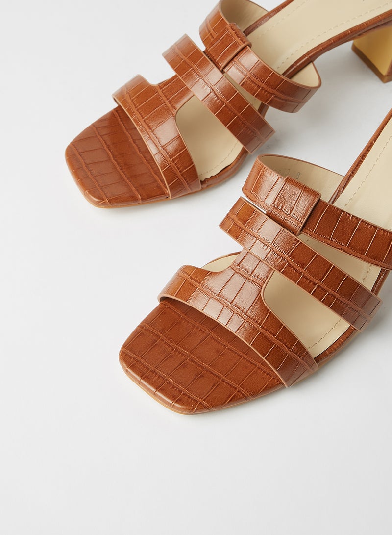 Jove Medium Block Heeled Sandals Brown - Image 4