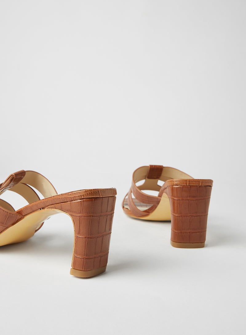 Jove Medium Block Heeled Sandals Brown - Image 3