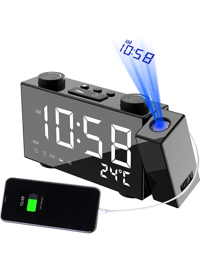 LED Projector Digital Alarm Clock Black/White/Blue 22.50x4.20x9.30cm - Image 1
