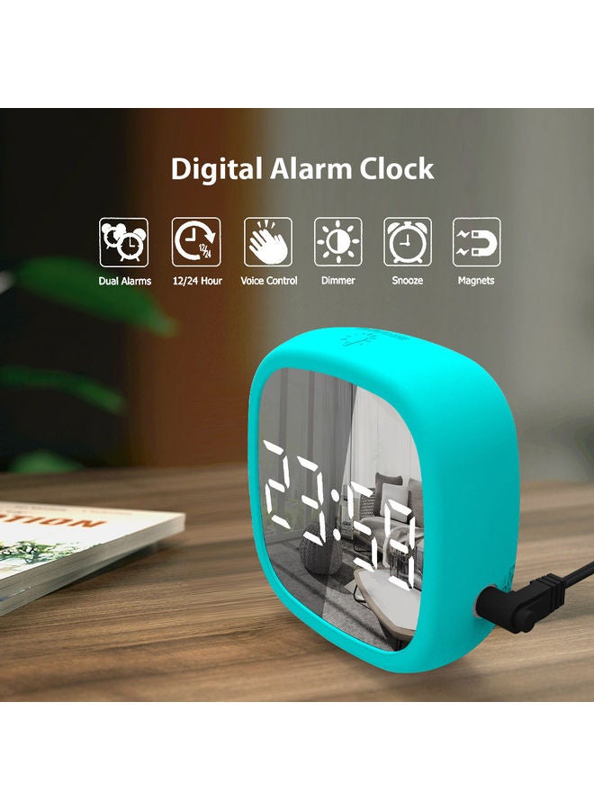 2-In-1 Mirrored Digital LED Alarm Clock Blue/Clear 10.30x3.80x9.80cm  - Image 5