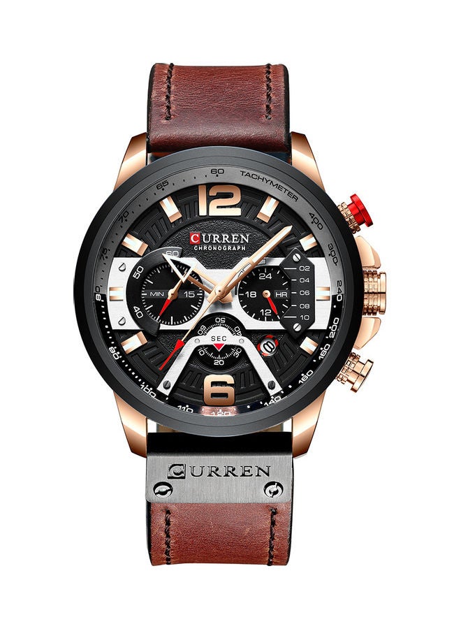 CURREN Waterproof Leather Chronograph Watch H35803K-SU - 48 mm - Brown 
