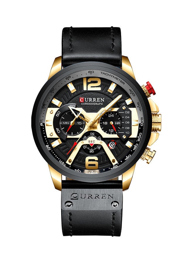 CURREN Waterproof Leather Chronograph Watch H35803G-SU - 48 mm - Black 