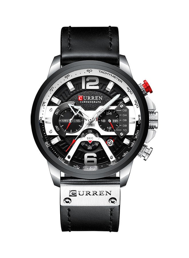 CURREN - Waterproof Leather Chronograph Watch H35803B-SU - 48 mm - Black - Image 1