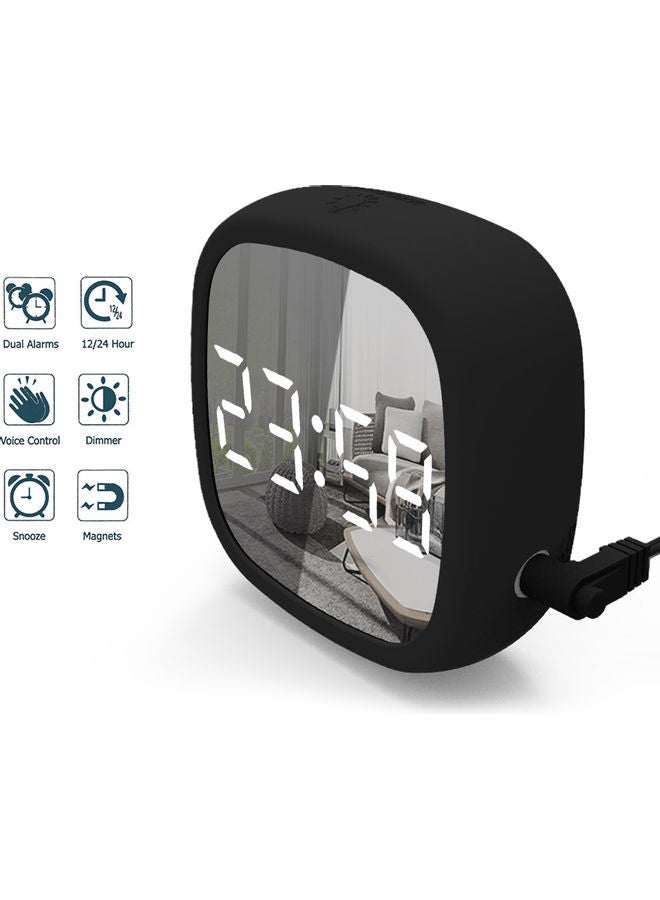 2-In-1 Mirrored Digital LED Alarm Clock Black/Clear 10.30x3.80x9.80cm - Image 2