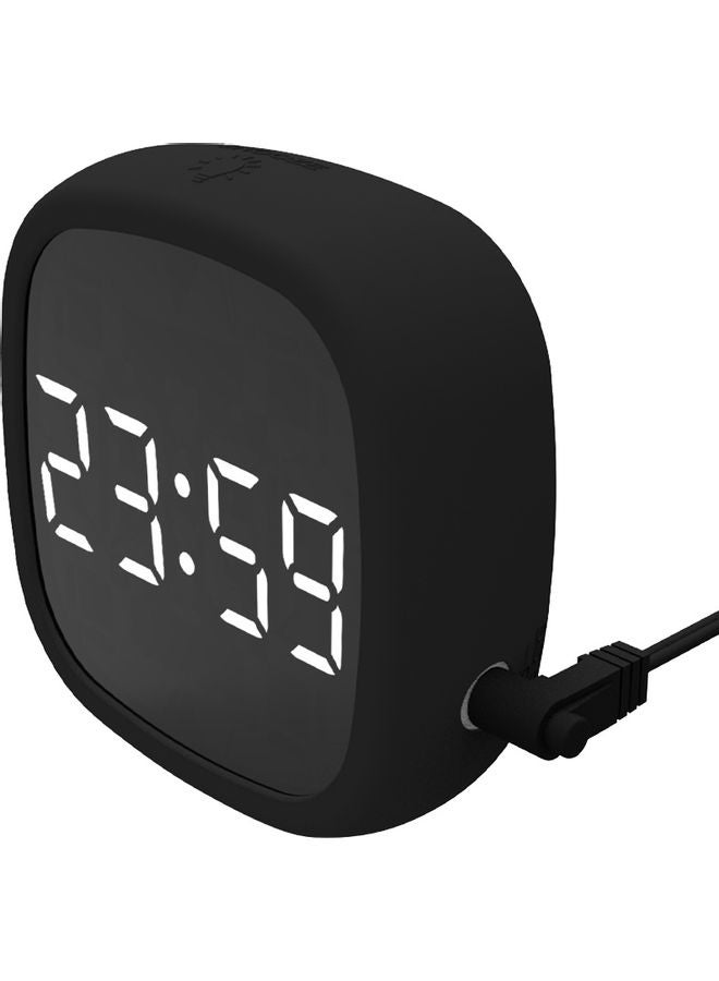 2-In-1 Mirrored Digital LED Alarm Clock Black/Clear 10.30x3.80x9.80cm - Image 1