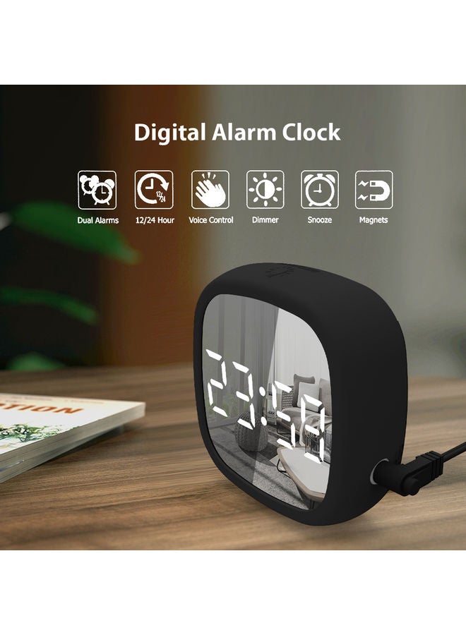2-In-1 Mirrored Digital LED Alarm Clock Black/Clear 10.30x3.80x9.80cm - Image 4