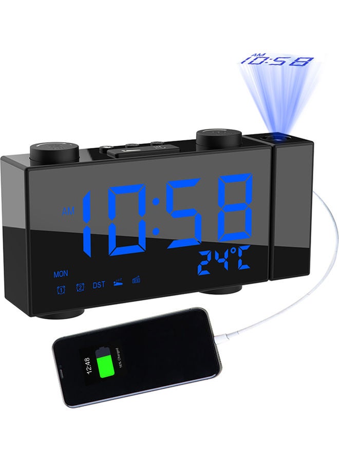 LED Projector Digital Alarm Clock Black/Blue 22.50x4.20x9.30cm - Image 2