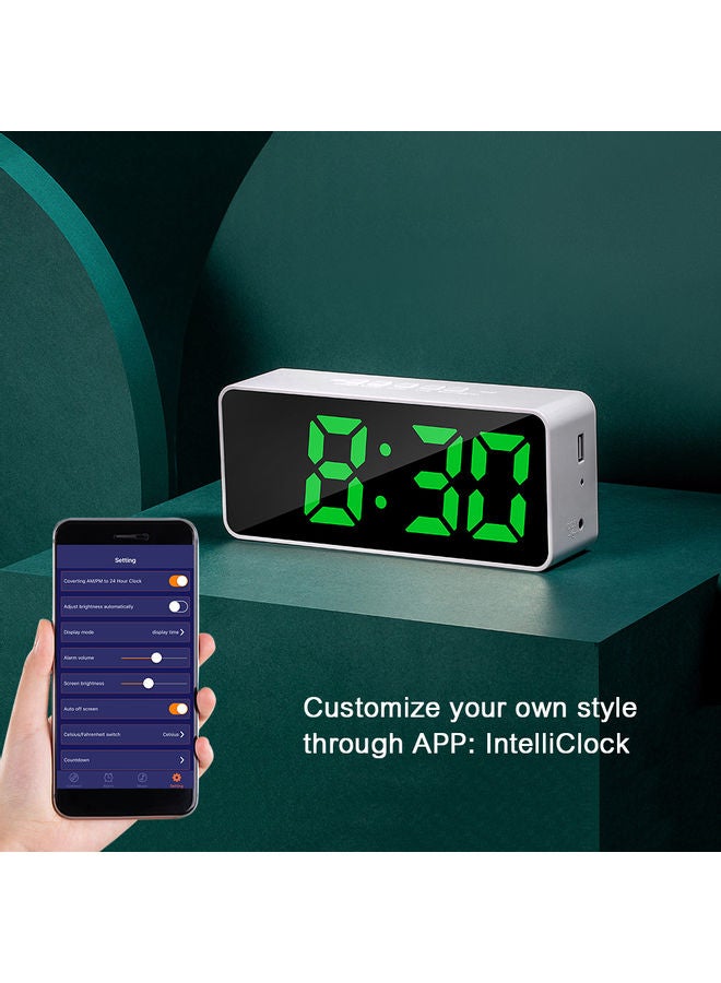 Digital Desk Clock White 21x6x9cm - Image 3