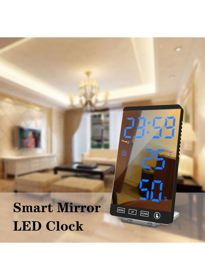 Smart Mirror LED Digital Alarm Clock Black/Clear 16x4.50x9.50cm