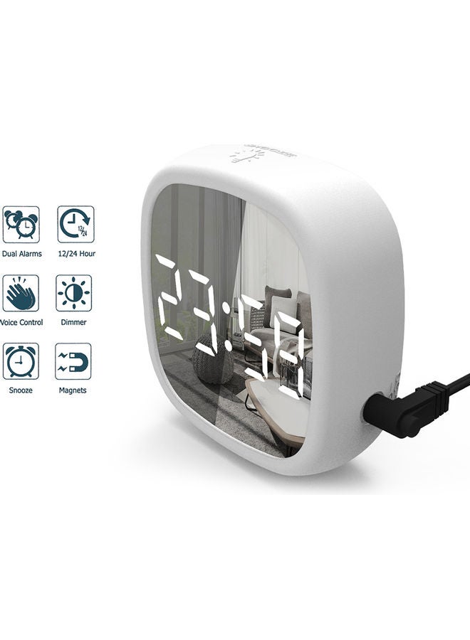 2-In-1 Mirrored Digital LED Alarm Clock White/Clear 10.30x3.80x9.80cm - Image 2