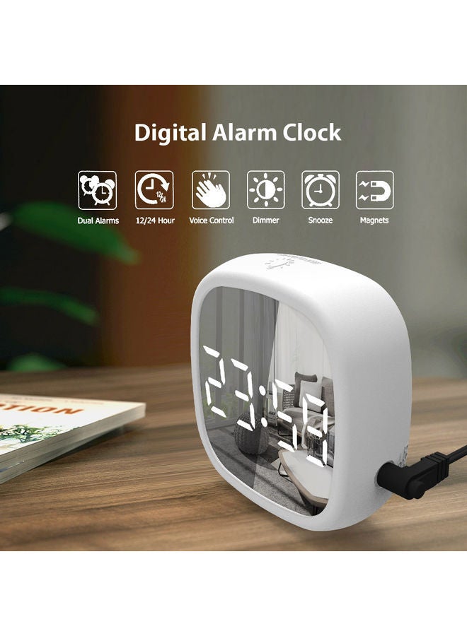 2-In-1 Mirrored Digital LED Alarm Clock White/Clear 10.30x3.80x9.80cm - Image 3