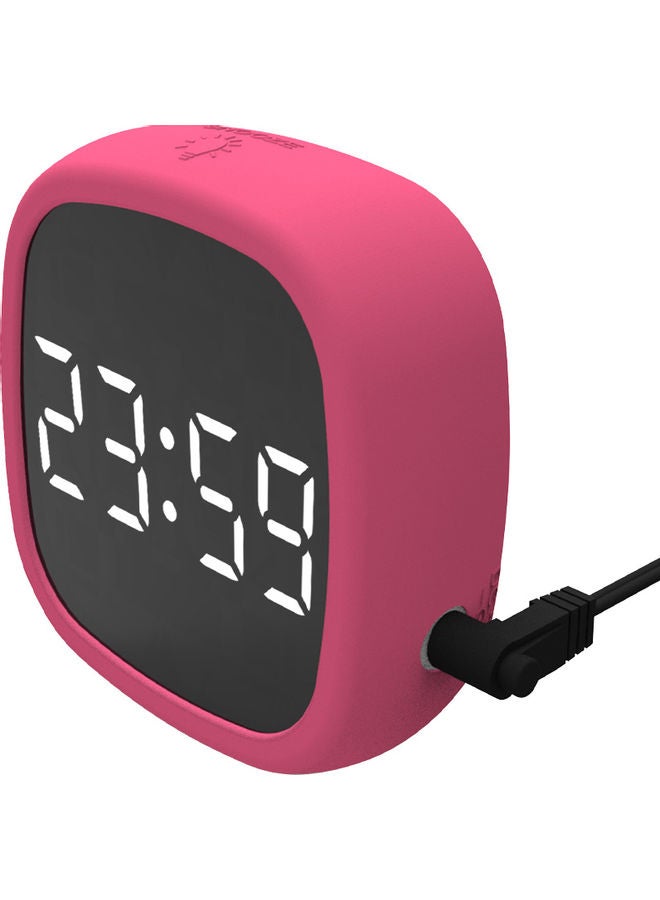 2-In-1 Mirrored Digital LED Alarm Clock Pink/Clear 10.30x3.80x9.80cm - Image 1