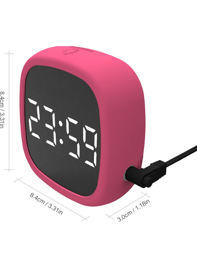 2-In-1 Mirrored Digital LED Alarm Clock Pink/Clear 10.30x3.80x9.80cm - Image 2