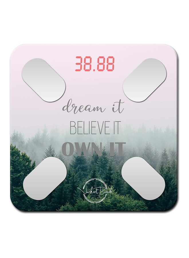 Dream It Motivational Quote Printed Smart Bathroom Scale Multicolour 11x11x0.9inch  - Image 1