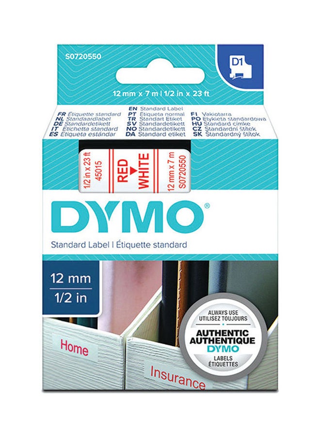 Dymo Standard Labeling Tape Red/White - Image 2