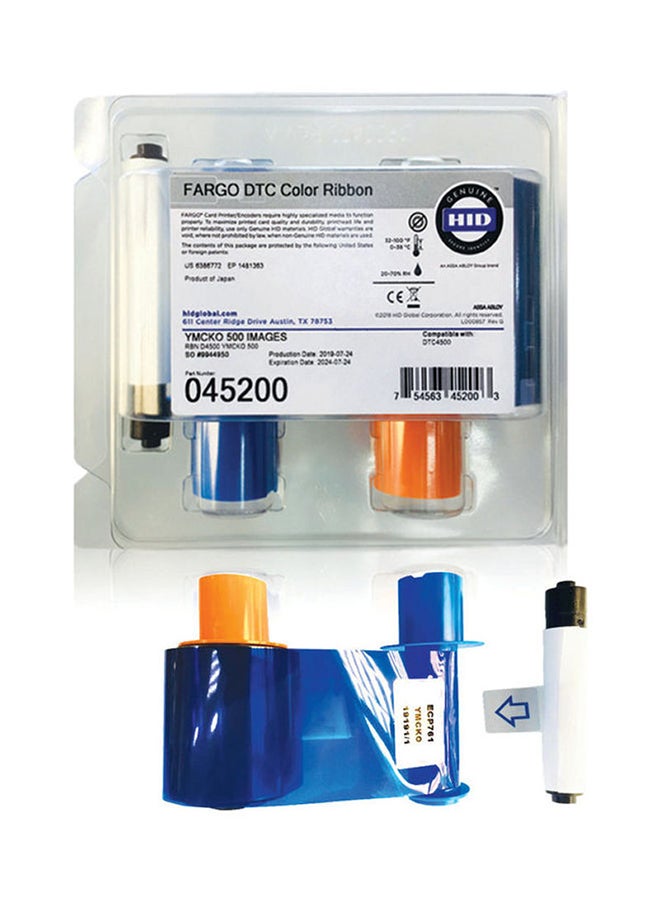 Fargo - 45200 Ymcko Full Color Ribbon For Dtc4500 Series Id Card Printers Multicolour - Image 1