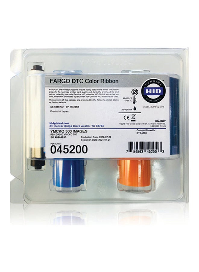 Fargo - 45200 Ymcko Full Color Ribbon For Dtc4500 Series Id Card Printers Multicolour - Image 1