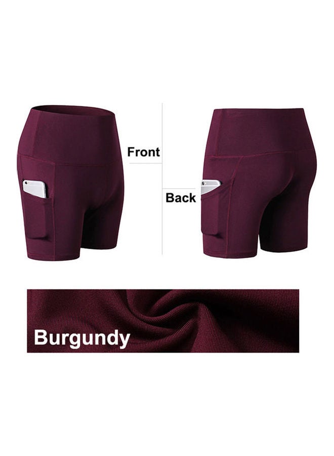 Generic - High Waist Workout Training Shorts Burgundy - Image 1
