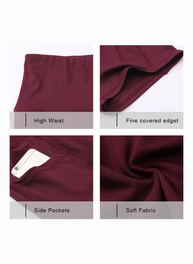 Generic - High Waist Workout Training Shorts Burgundy - Image 1