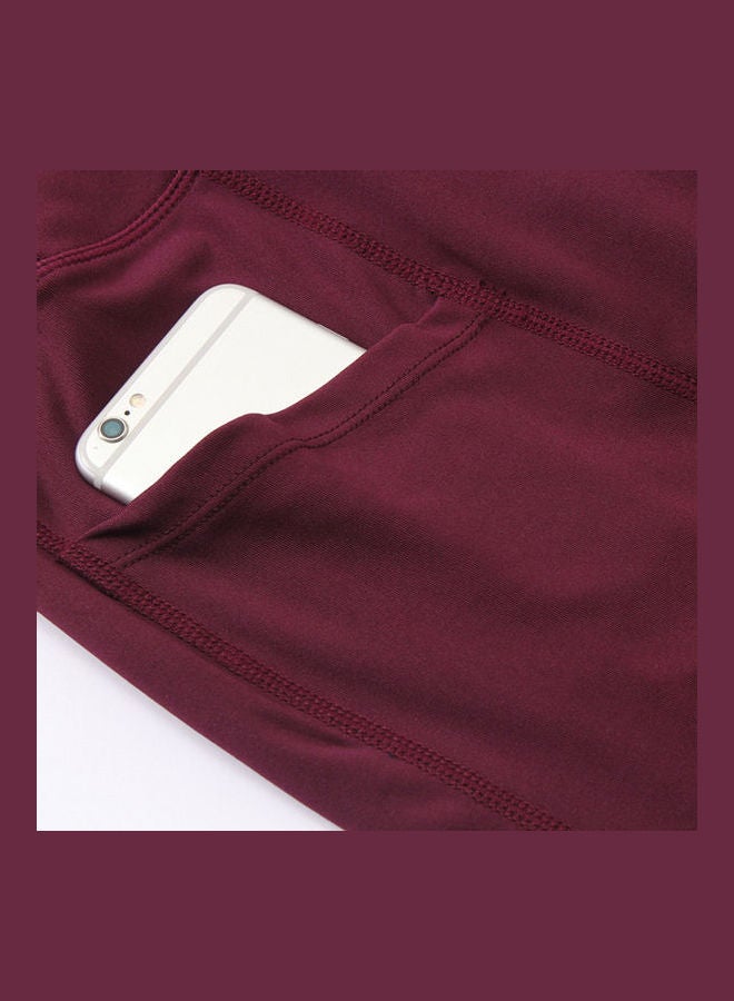 Generic - High Waist Workout Training Shorts Burgundy - Image 1