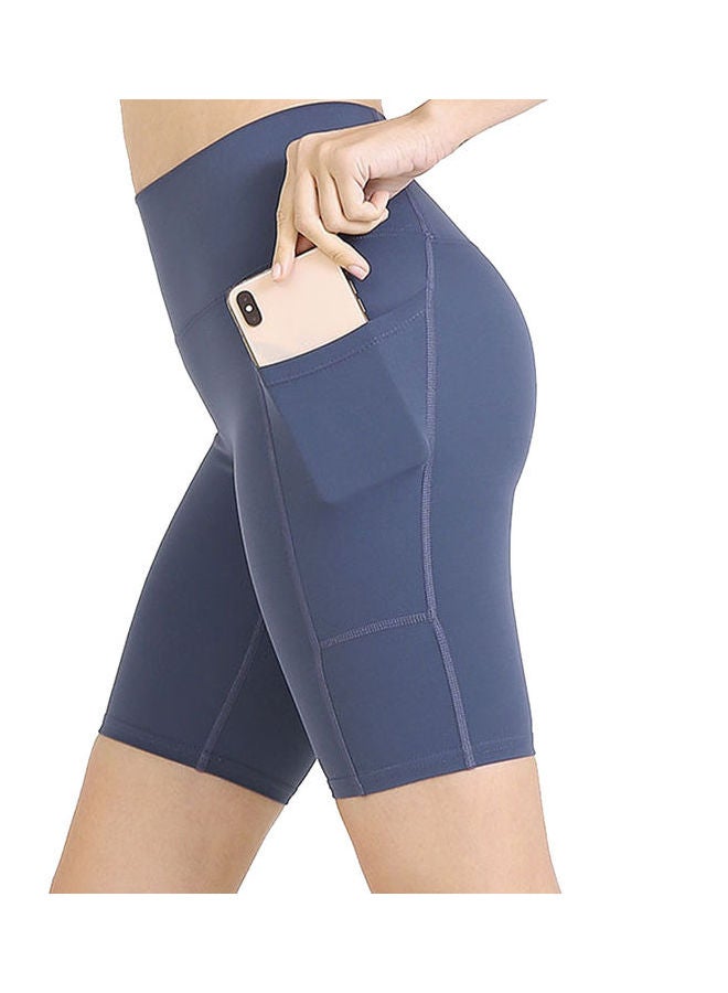 Comfortable High Waist Workout Sport Shorts Blue - Image 1
