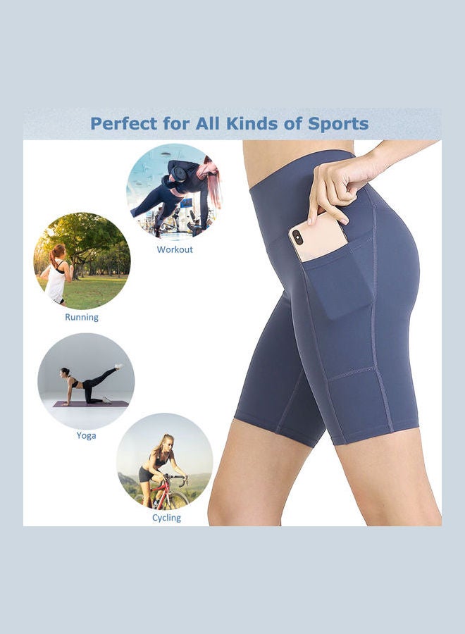 Comfortable High Waist Workout Sport Shorts Blue - Image 3