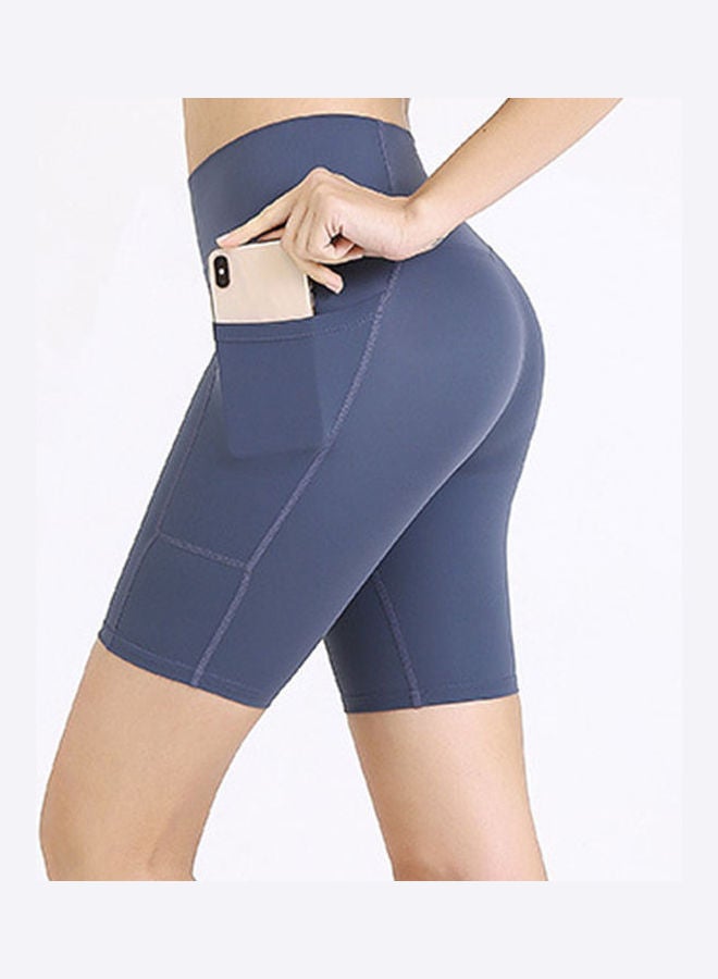 Comfortable High Waist Workout Sport Shorts Blue - Image 2