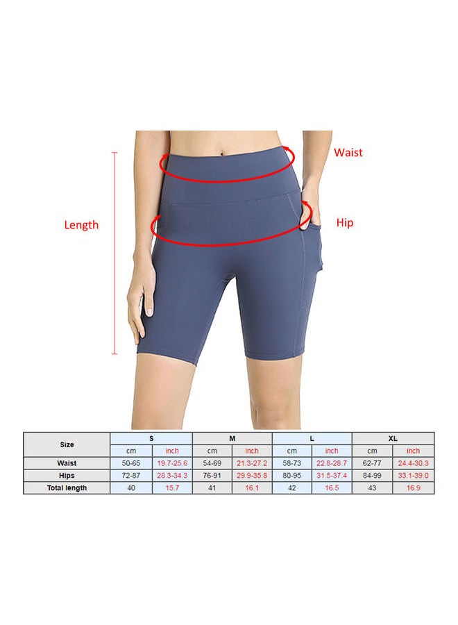 Comfortable High Waist Workout Sport Shorts Blue - Image 5
