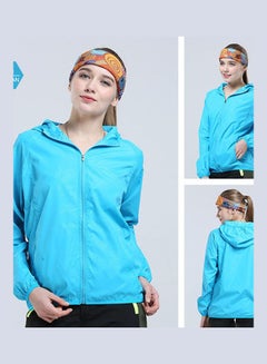 Generic Quick Dry Sun Protection Hooded Jackets Blue  - Image 2