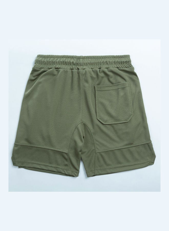 Quick Drying Workout Running Shorts Green  - Image 2